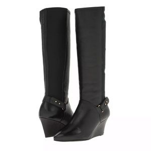Steve Madden Jaden Black Leather Wedge Boots